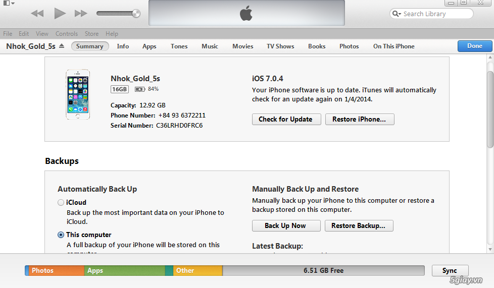 Hướng dẫn cách Restore iOS 7.0.4 trên iPhone4/4s/5/5s, iPad - 9447