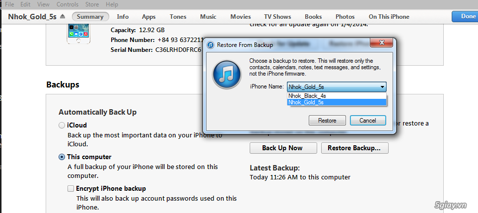 Hướng dẫn cách Restore iOS 7.0.4 trên iPhone4/4s/5/5s, iPad - 9451