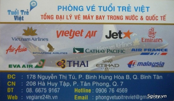 Phòng Vé Tuổi Trẻ Việt - Tổng Đại Lý Vé Máy Bay Trong Nước & Quốc Tế