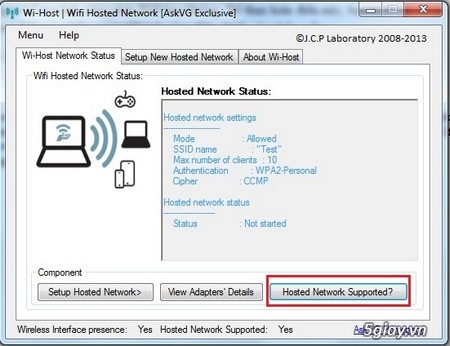 Wi-Host 1.0 phần mềm phát sóng wifi cho Laptop miễn phí - 11158