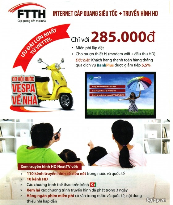Internet Cáp Quang Viettel 12 Mbps + Next TV Chỉ 285k/tháng >>> Đăng Ký Ngay.