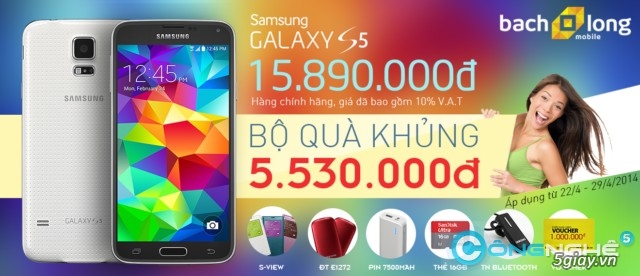 Mua Galaxy S5 tại Bạch Long Mobile nhận ngay quà khủng