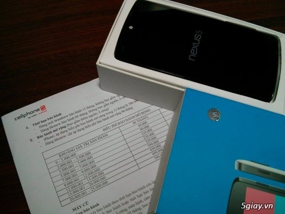 Bán Nexus 5 16gb trắng, fullbox mới 99,9% hàng cellfones