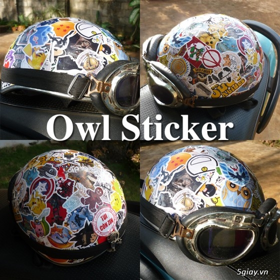 Owl Stickers - Dán nón bảo hiểm,trang trí điện thoại, laptop - 18