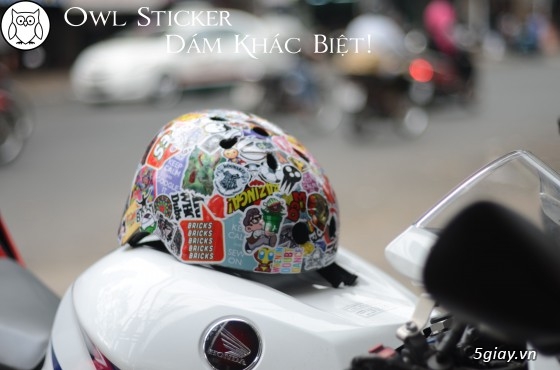 Owl Stickers - Dán nón bảo hiểm,trang trí điện thoại, laptop - 14