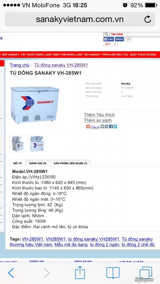 Cần bán tủ đong Sanaky VH285w1 - 2