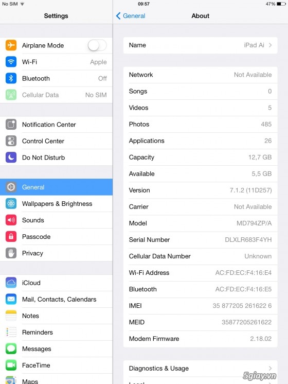 HCM - Cần bán iPad Air 4G 16Gb white fullbox like new