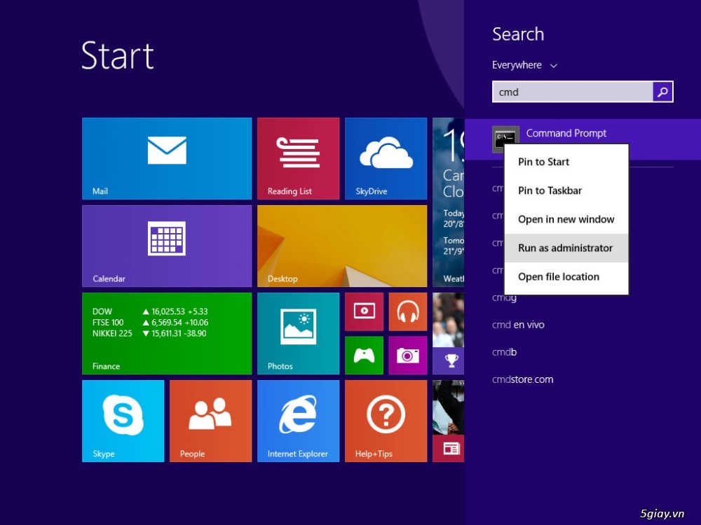 Cách mở Command Prompt với quyền quản trị Administrator trong Windows 8.1 - 28678