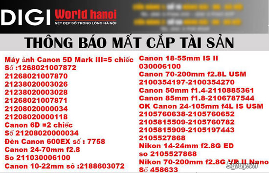 DigiWord Hà Nội bị mất trộm lô máy ảnh hơn 700tr: Không biết người nông dân sẽ làm gì tiếp!!? - 30105