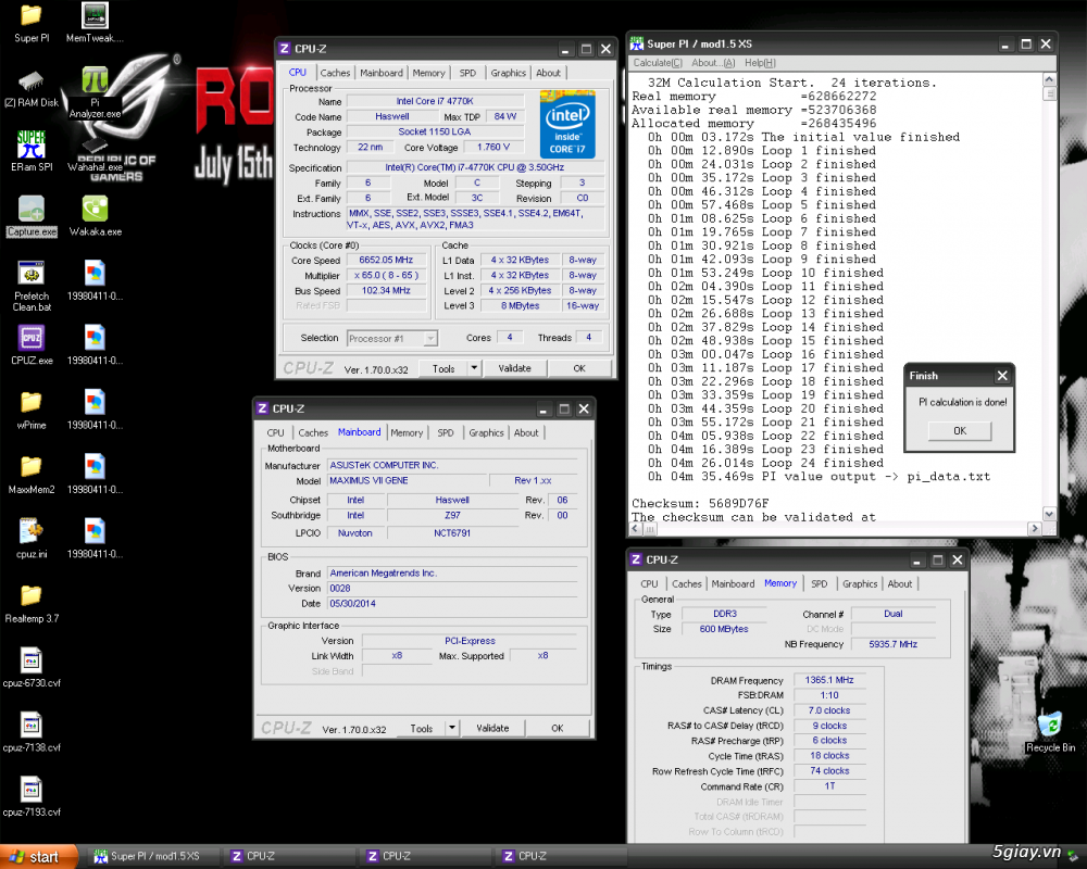 Kết quả giải đấu ép xung ROG OC Showdown | Z97 - 31314