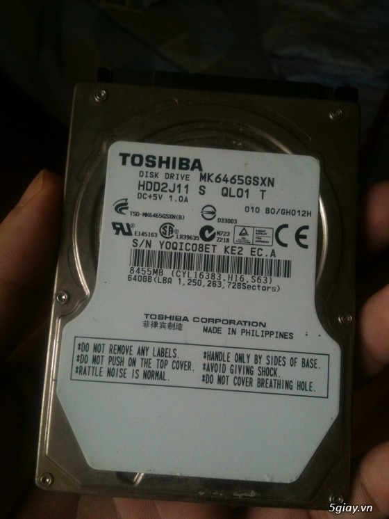 Cần thanh lý HDD Toshiba 640GB tháo máy giá tốt cho anh em. - 1