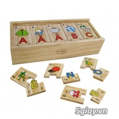 Thanh lý bộ đồ chơi xếp hình trụ bằng gỗ và đồ chơi tìm chữ cái Tiếng Việt và Anh - 2