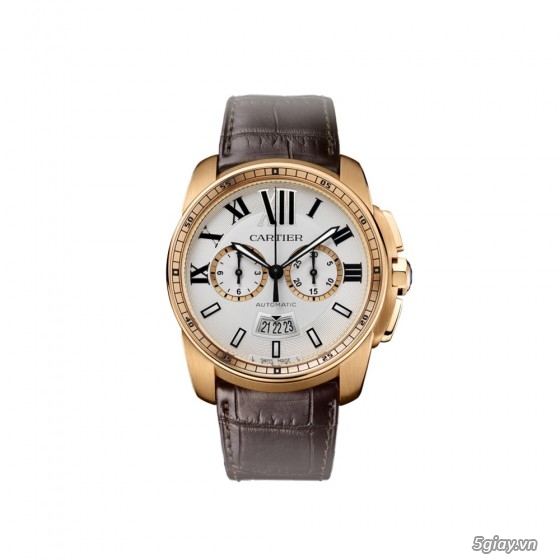 Dồng hồ : CARTIER fake1 dây da dành cho nam auto mạ vàng