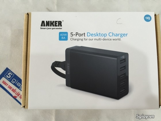 Sạc Anker 40W 8A 5 Cổng USB PowerIQ Bảo Hành 12 Tháng - 2