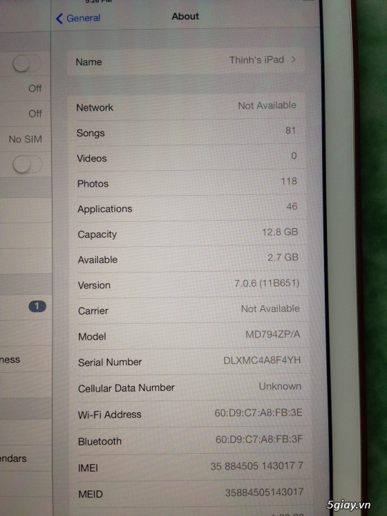 iPad Air 1 16G Wifi 4G White - 1