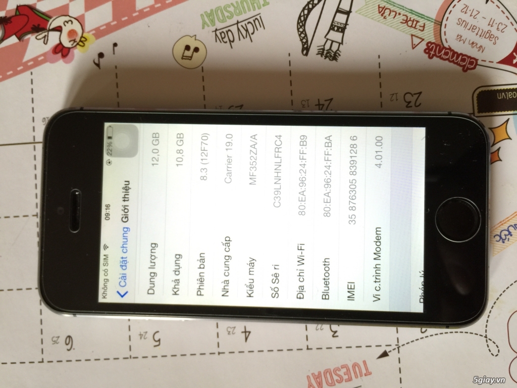 Bán iPhone 5s gray quốc tế hàng sing mới 100% giá rẻ - 1
