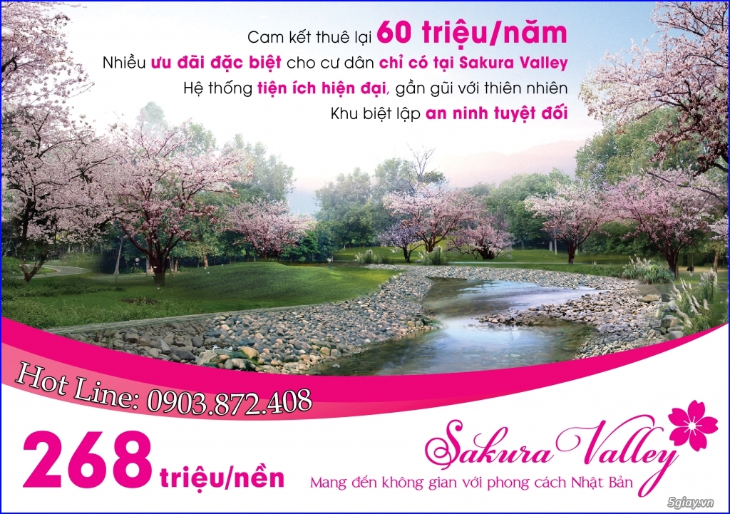 Dự án 268triệu/nền trong khu an ninh biệt lập phía Đông Sài Gòn.Cam kết thuê lại 60tr/năm.C/khau 21% - 5