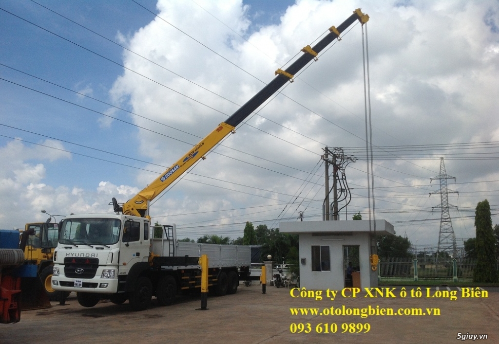 Xe tải hyundai, Daewoo gắn cẩu tự hành 3-5 tấn, 7-10 tấn, 12-15 tấn Soosan, tanado, Kanglim, Unic