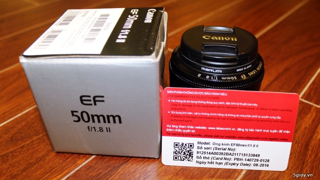 Canon 50 f1.8 II LBM (BH 08/2016) tặng kèm filter Marumi DHG