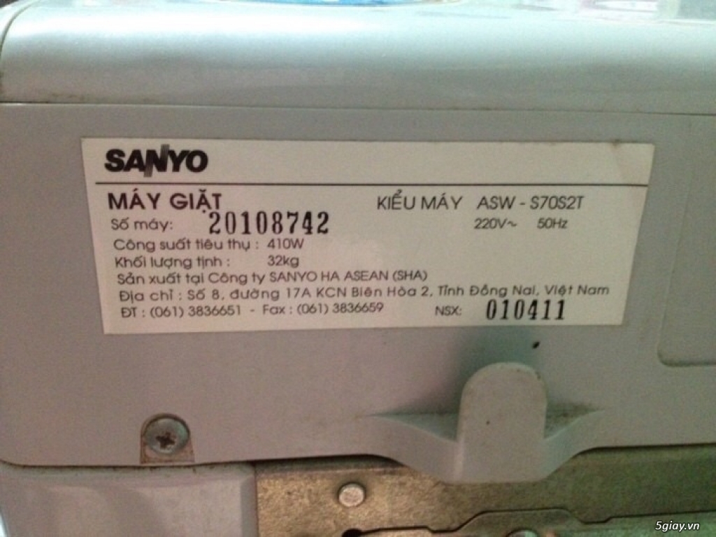 Cần bán máy giặc SANYO ASW-S70S2T 7kg - 1