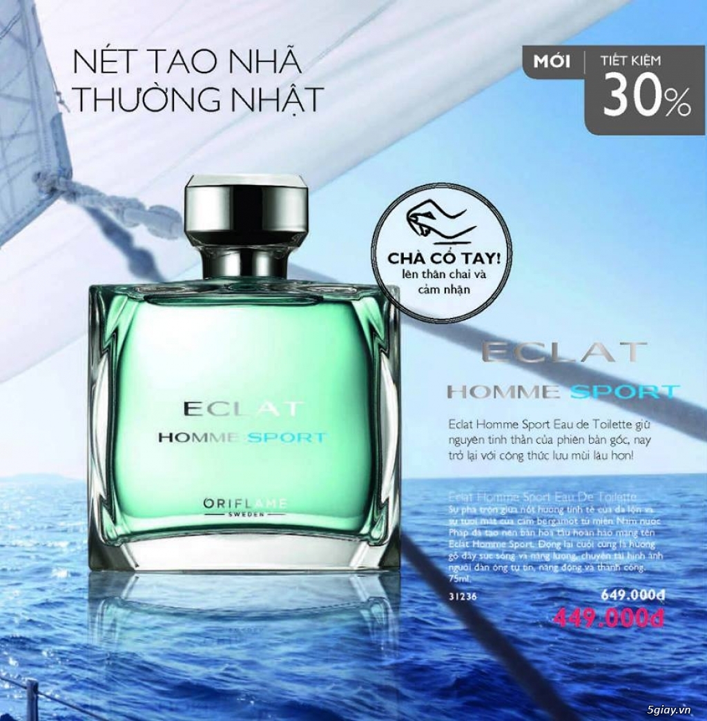 Nước hoa nam Oriflame Eclat Homme Sport Eau De Toilette. 75ml | 5giay
