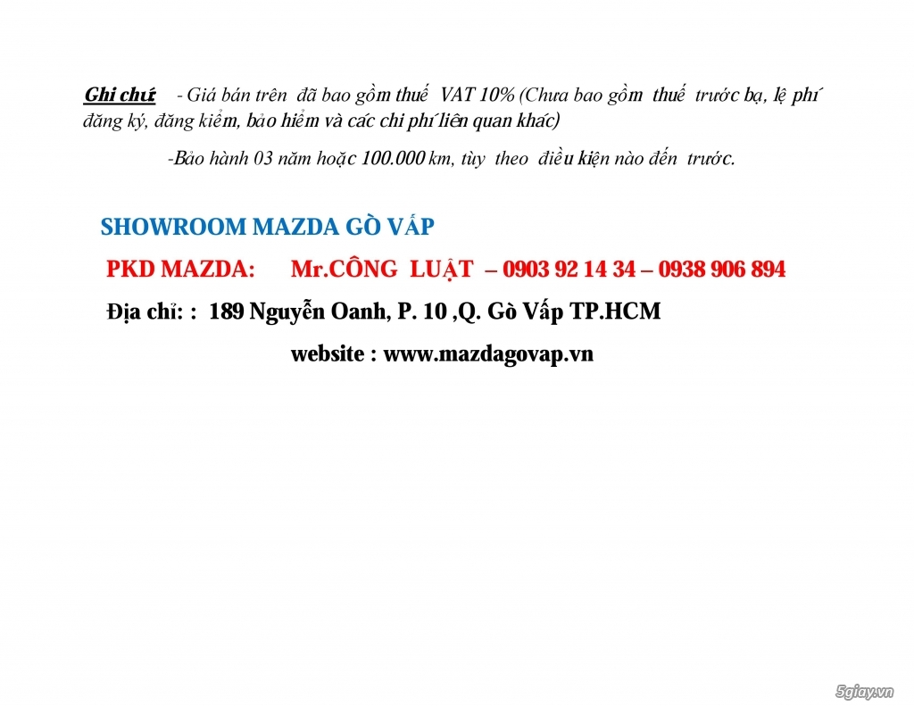 Giá các dòng xe Mazda gồm VAT - 3
