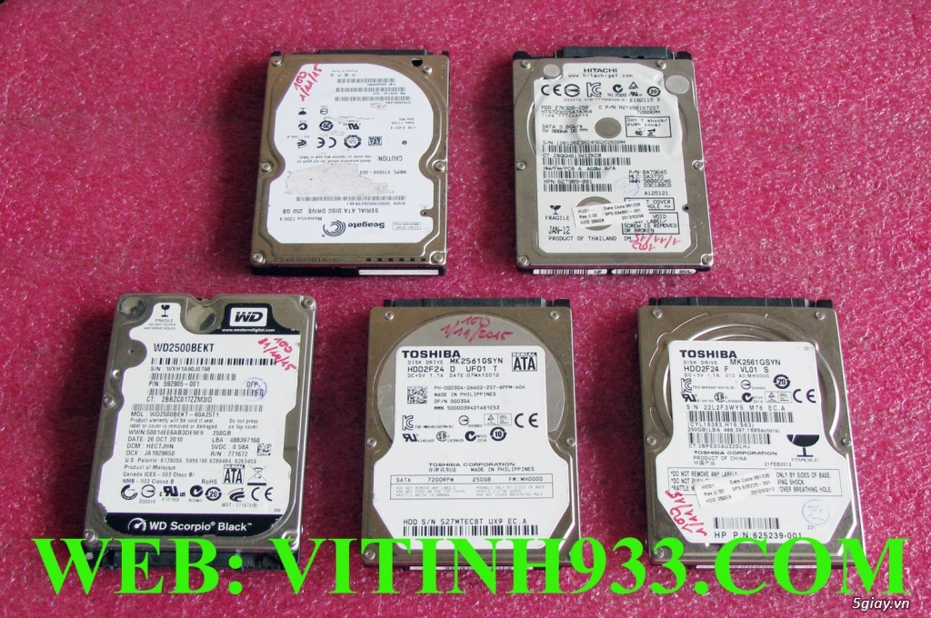 Bán 5 cái ổ cứng 250G. Giá: 480K - 1