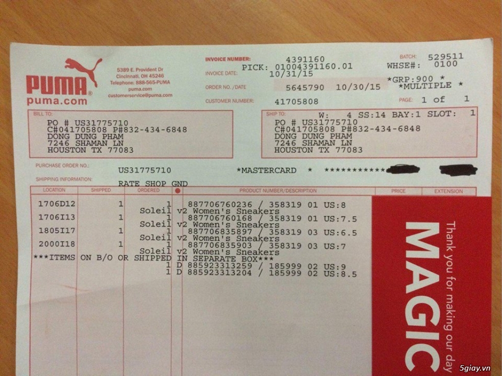 Giày bata Levis nam:650k/Puma: nam 980k, nữ 900k/Fila nam:800k/Sketcher nam:800k/ có biên lai từ USA - 6