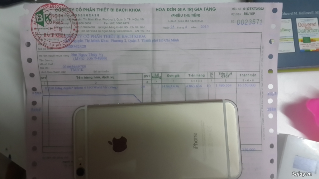 Iphone 6 gold hàng fpt fullbox 99%
