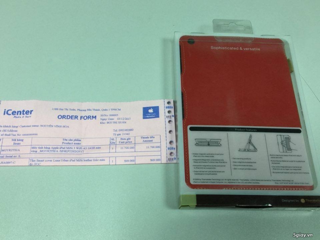 Bao da ipad mini chính hãng Nguyên box mới 100% - Có hóa đơn chính hãng