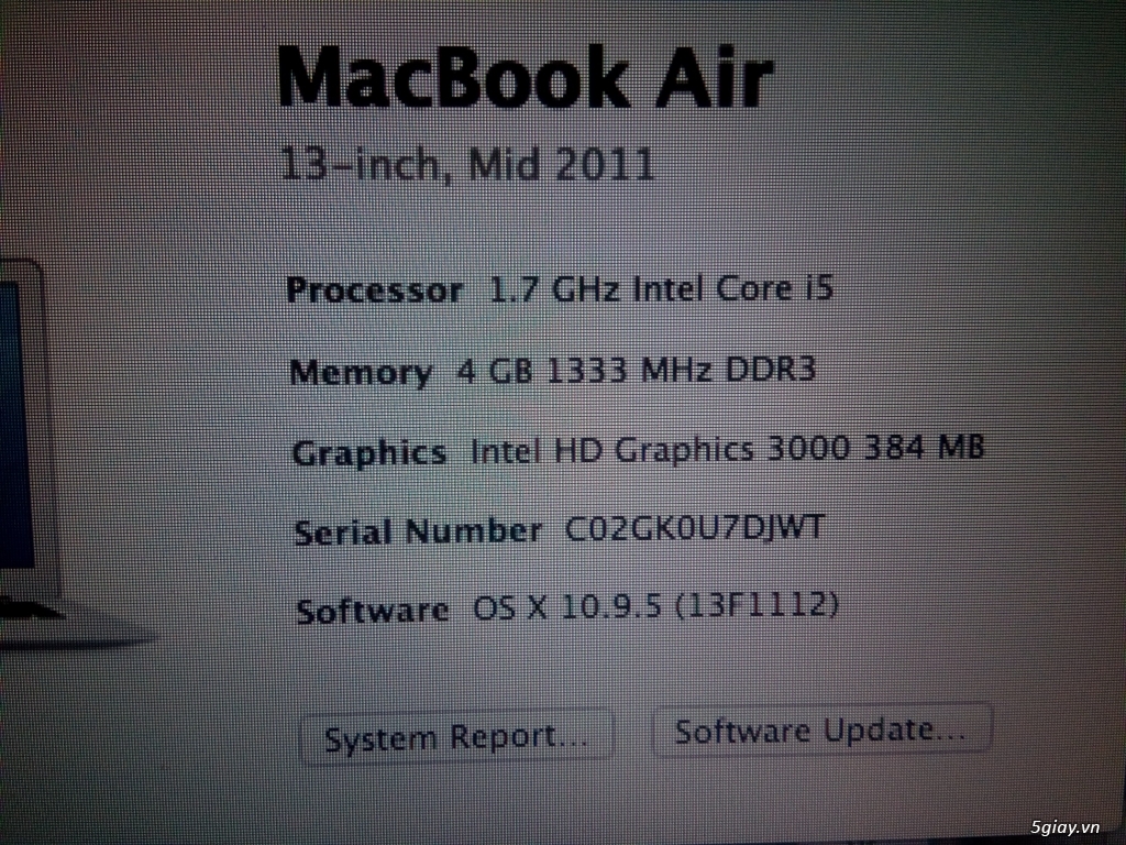 Cần bán gấp Macbook Air 13inch MID 2011 đẹp leng keng! - 1