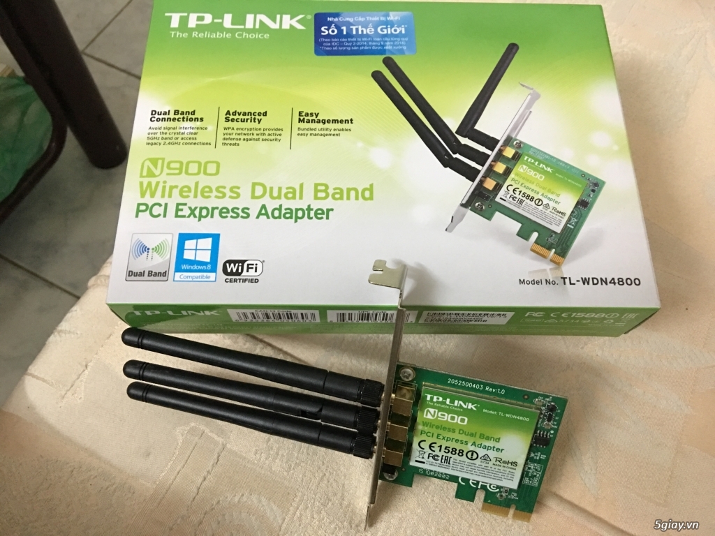 Bán Card Wifi TpLink WDN4800 PCIe Fullbox mới mua nửa tháng còn Bh 8/12/2016