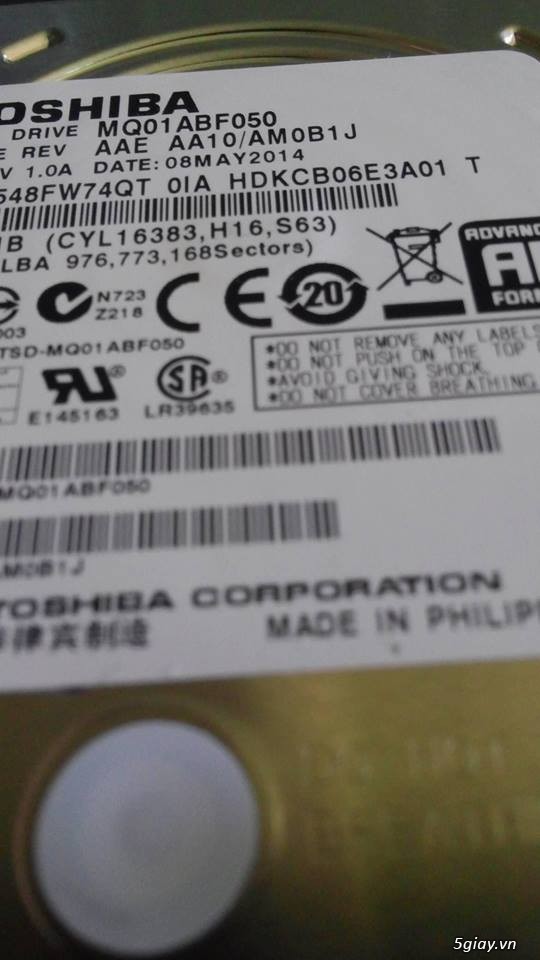 Xả hàng ổ cứng laptop 500G Toshiba giá rẻ