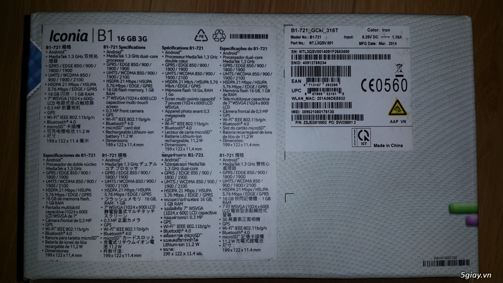 Acer ICONIA B1-721Wifi-3G mới 100% giá rẻ. - 5