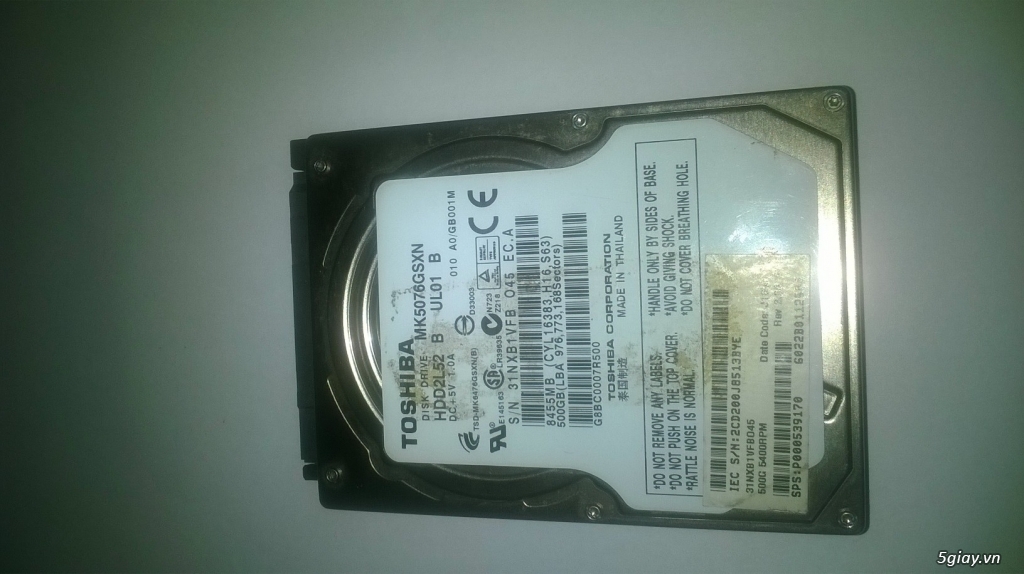 Em bán ổ cứng Laptop Toshiba 500GB (450k)