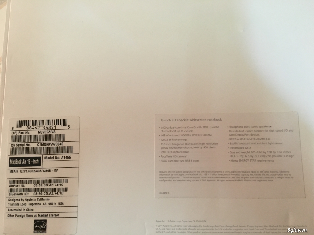 Macbook air i5 13inch 2015 Full Box Nguyên Hộp Mới Mua Tại Haloshop - 5