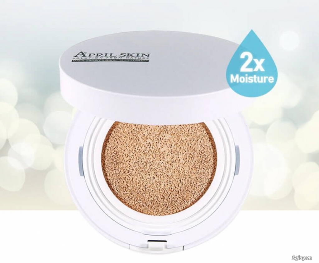 Phấn nước che mụn thần thánh April Skin Magic Snow Cushion + Mút trang điểm The Face Shop - 1