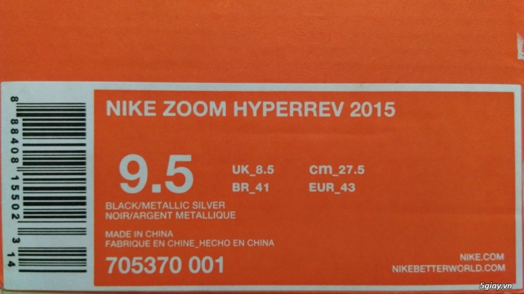 Bán giày Nike Zoom HyperRev 2015/Men/ Black/ size EUR 43 - 4
