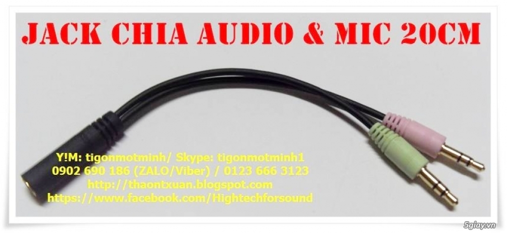 Jack chuyển 2.5, 3.5, 6.3 và dây cáp nối dài cho tai nghe, loa