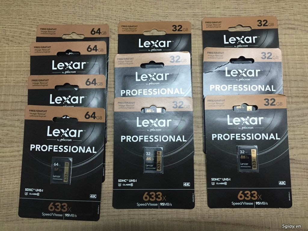 Thẻ nhớ Lexar Professional 32G , 64G 633x , 95M/s xách tay USA