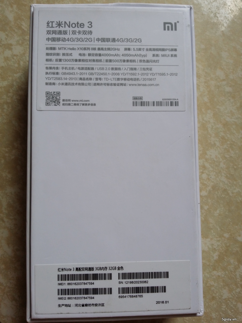 Xiaomi Redmi Note 3 Gold Ram 3G/32G like new 99,9% bh 12 tháng