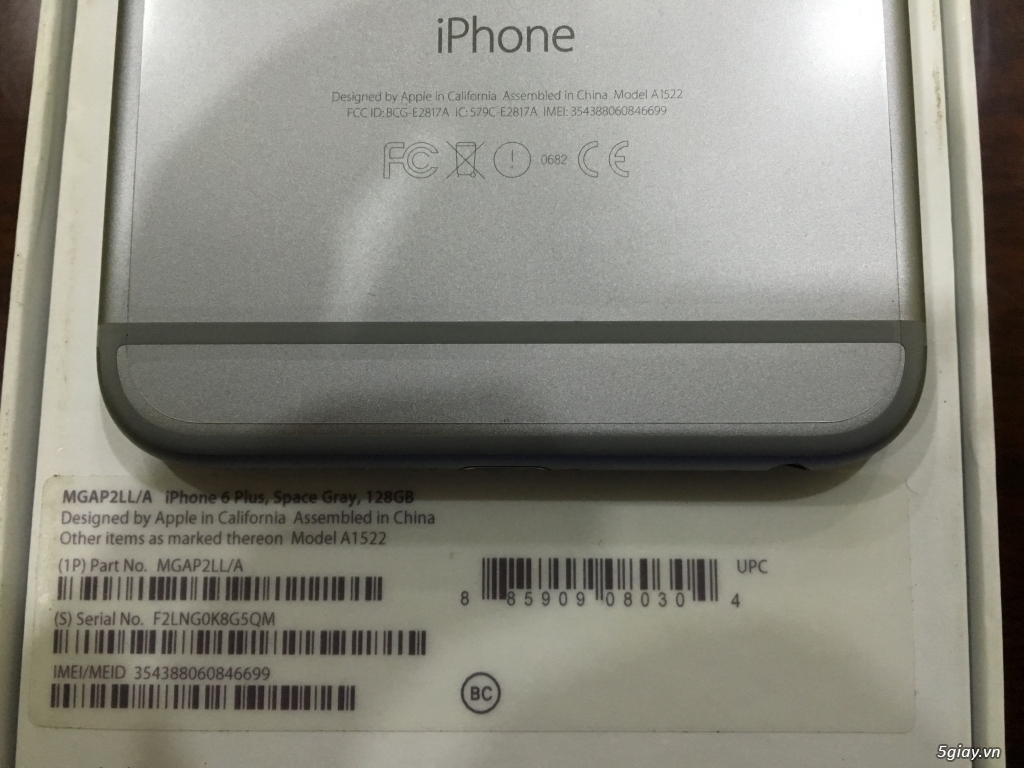 HCM-Iphone 6 plus gray 128GB Quốc tế LL 99% fullbox trùng 3 imei!!! - 3