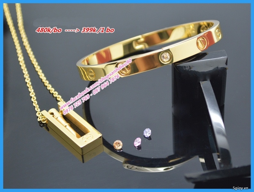 Toàn Quốc- Vòng Tay Cartier Đinh Tán Mạ 18k . - 10