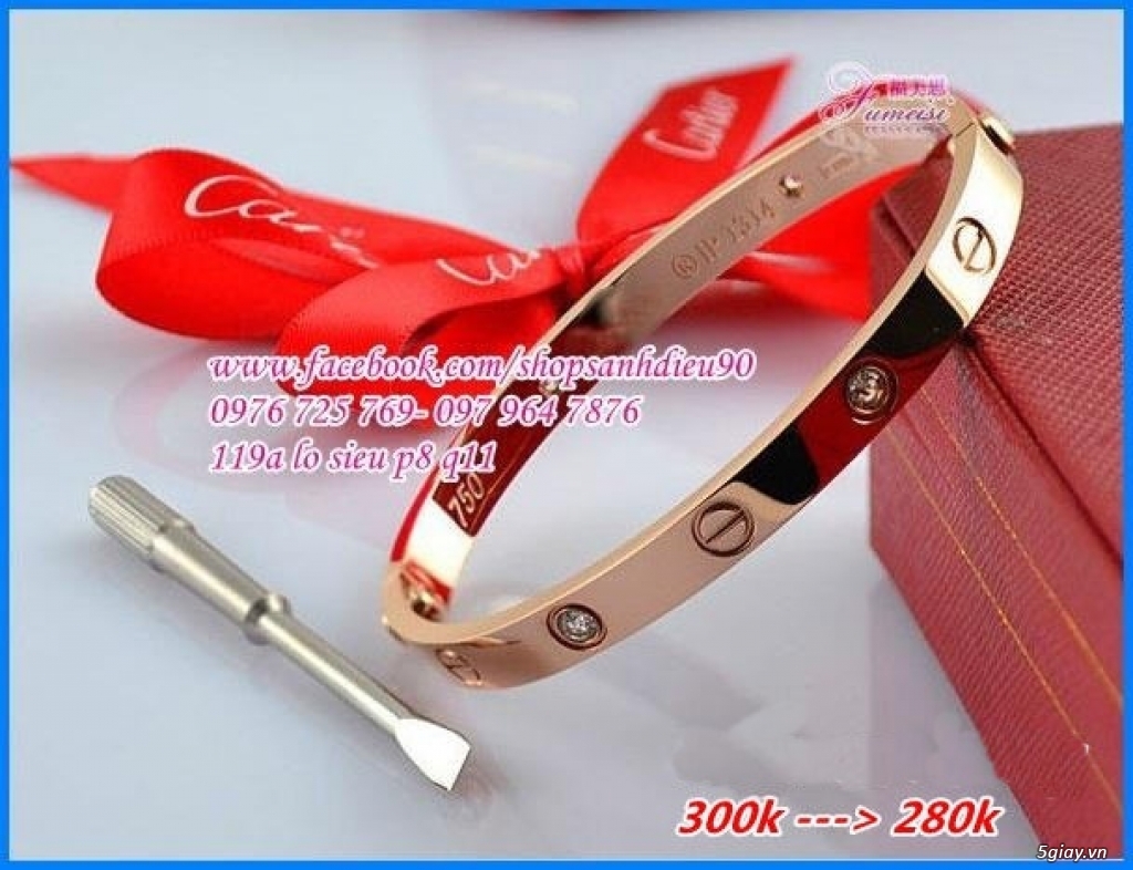 Toàn Quốc- Vòng Tay Cartier Đinh Tán Mạ 18k . - 9