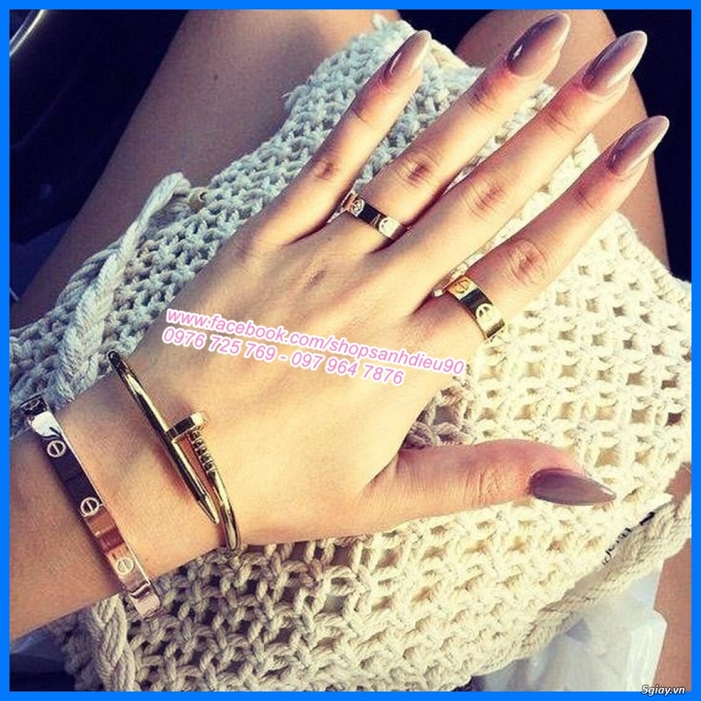 Toàn Quốc- Vòng Tay Cartier Đinh Tán Mạ 18k . - 3