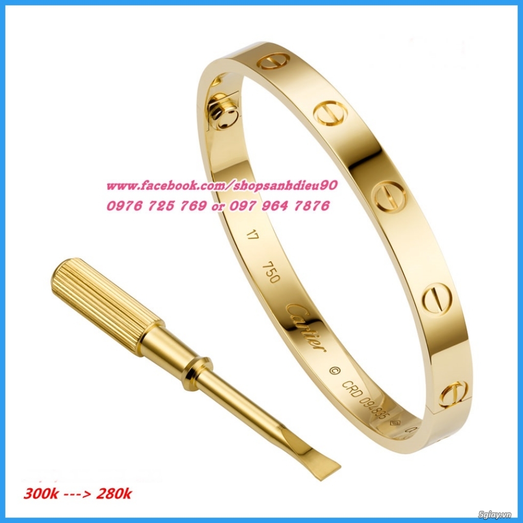 Toàn Quốc- Vòng Tay Cartier Đinh Tán Mạ 18k . - 8
