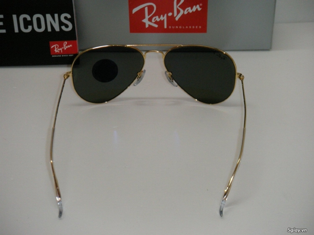 RAY BAN AVIATOR 3025 GOLD FRAME NATURAL GREEN POLARIZED RB 3025 00158 55mm SMALL - 4