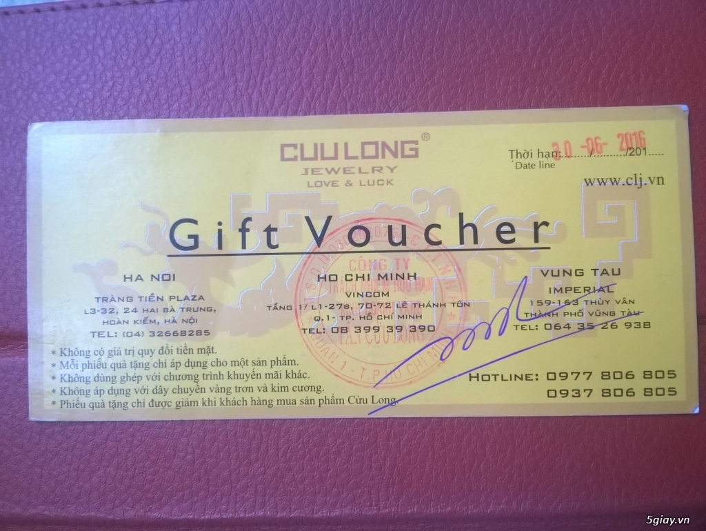 BÁN VOUCHER MUA VÀNG TẠI CỬU LONG