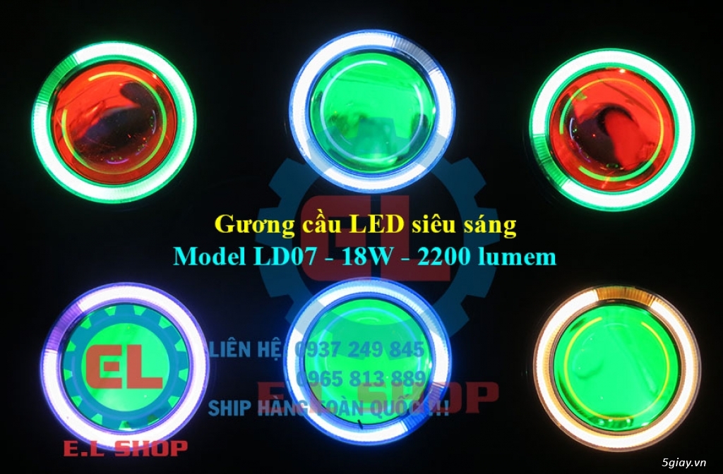 E.L SHOP Đèn led siêu sáng xe mô tô: XHP50, XHP70 i7, Cree, Philips Lumiled,Gương cầu LED xe gắn máy