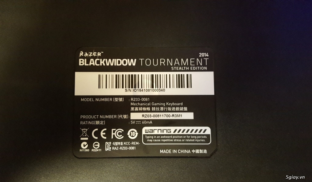 Razer Blackwidow Tournament 2014 Stealth Edition mới 99% - 1